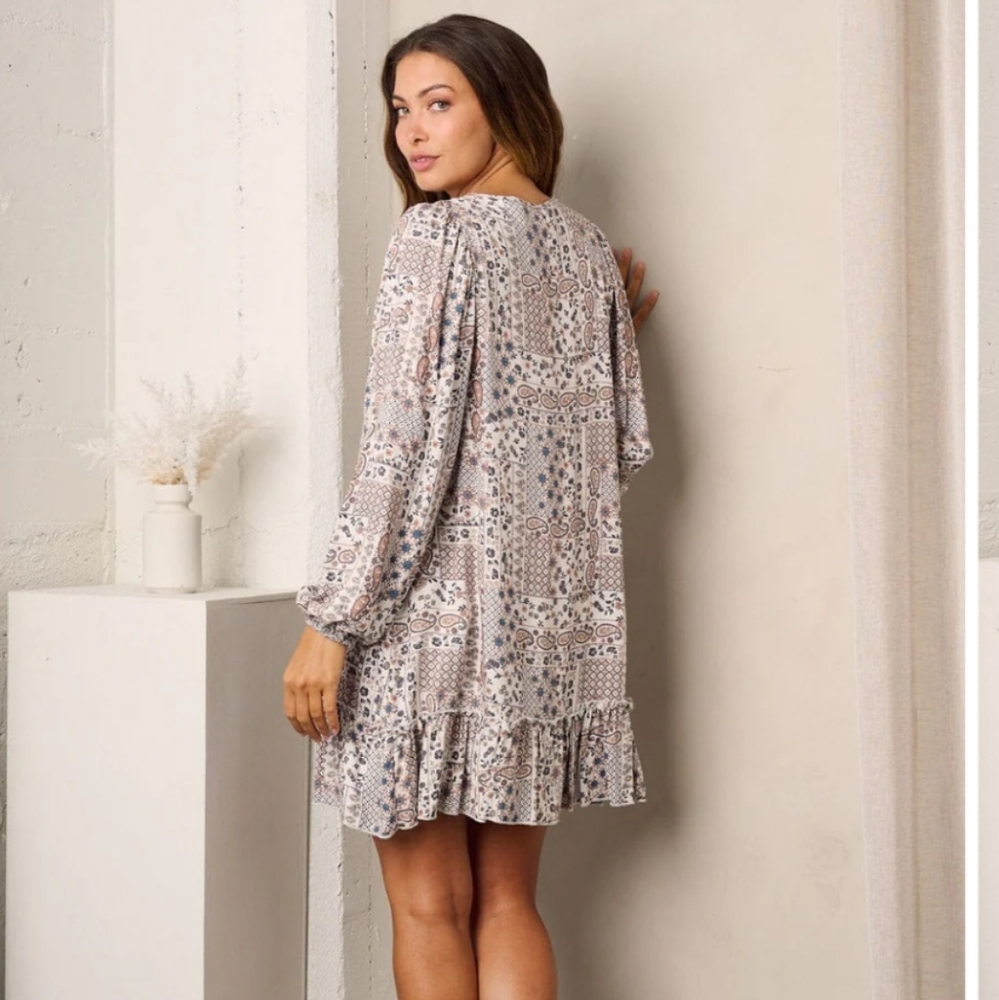 Long Sleeve Tunic Paisley Dress Last One! - Picture 3 of 3